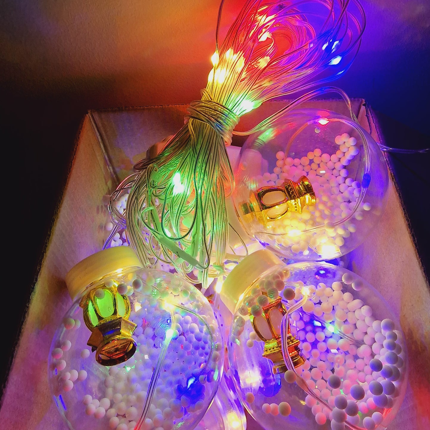 Guirlande lumineuse Ramadan 🌙✨ – Fanous et étoiles dans des bulles, multicolore