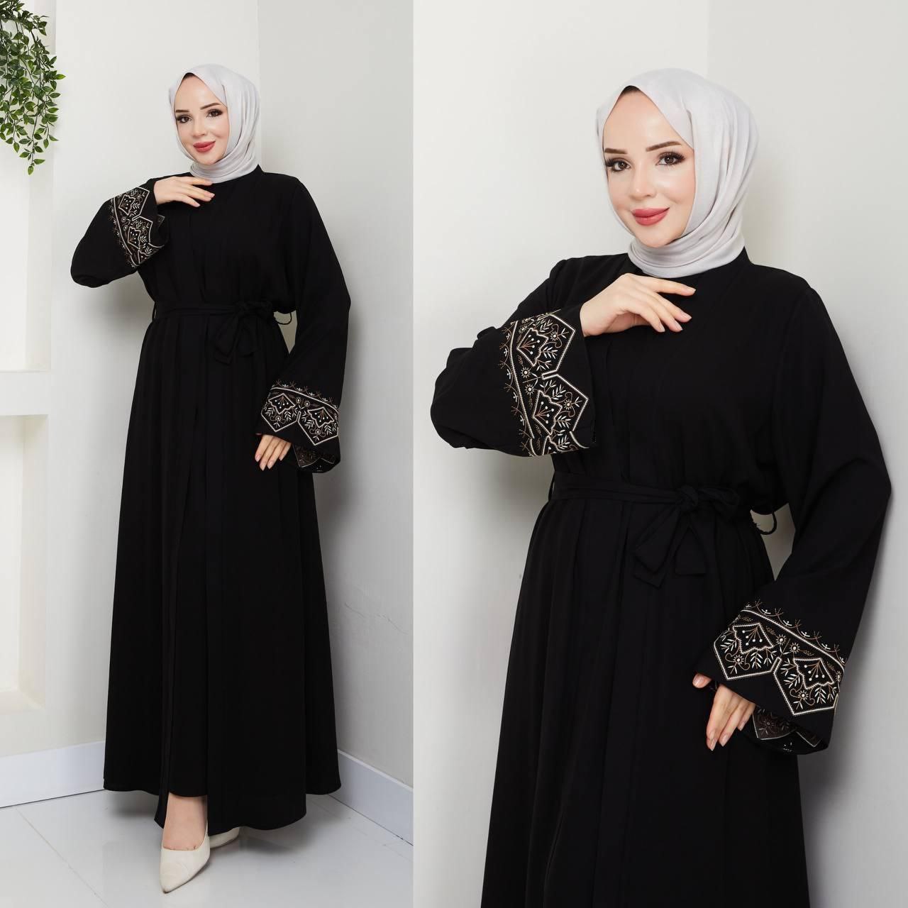 Abaya deux pièces en crêpe ( Fabriqué en Turquie 🇹🇷)