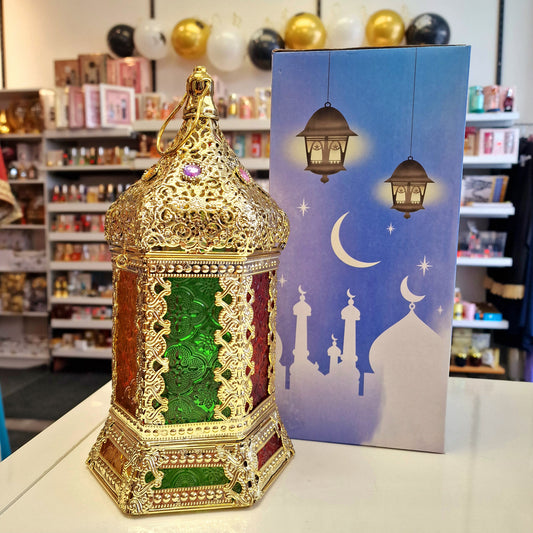 Fanous Ramadan en métal et verre coloré – Élégance orientale ✨🌙