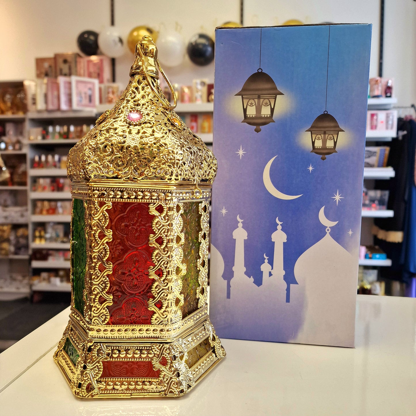 Fanous Ramadan en métal et verre coloré – Élégance orientale ✨🌙