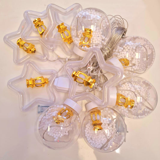 Guirlande lumineuse Ramadan 🌙✨ – Fanous et étoiles dans des bulles, multicolore