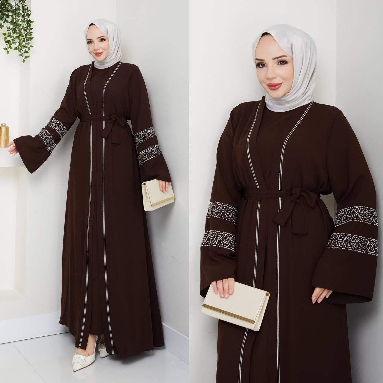 Abaya deux pièces en crêpe (Fabriqué en Turquie 🇹🇷)