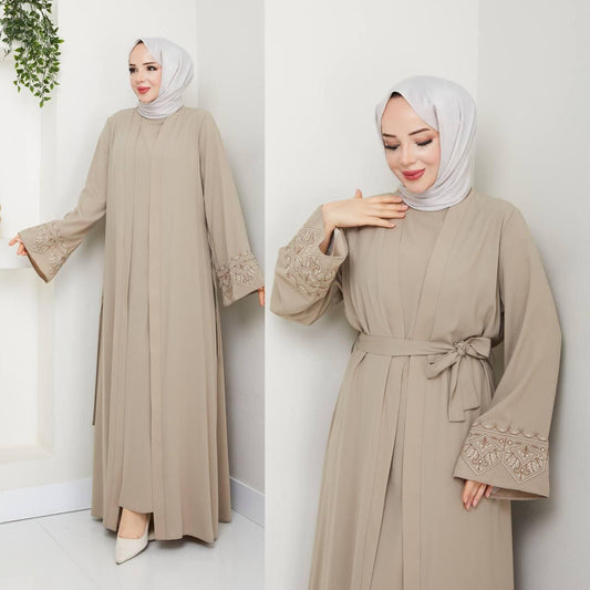 Abaya deux pièces en crêpe ( Fabriqué en Turquie 🇹🇷)