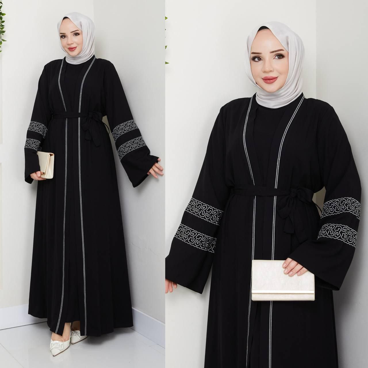 Abaya deux pièces en crêpe (Fabriqué en Turquie 🇹🇷)