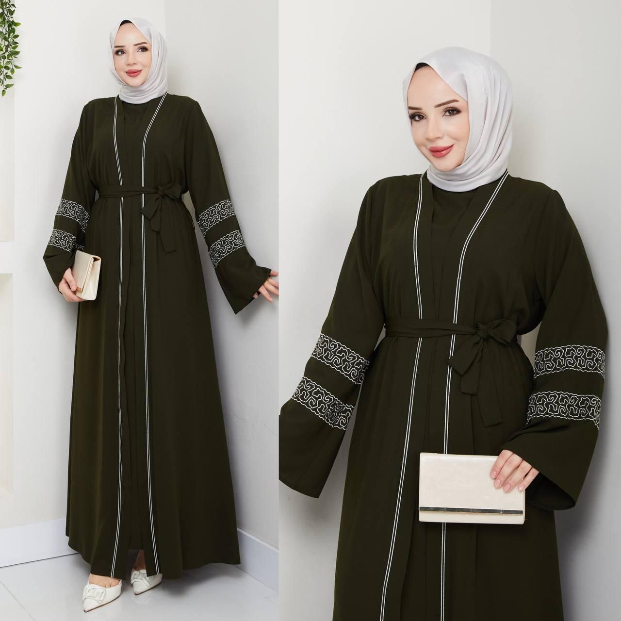 Abaya deux pièces en crêpe (Fabriqué en Turquie 🇹🇷)