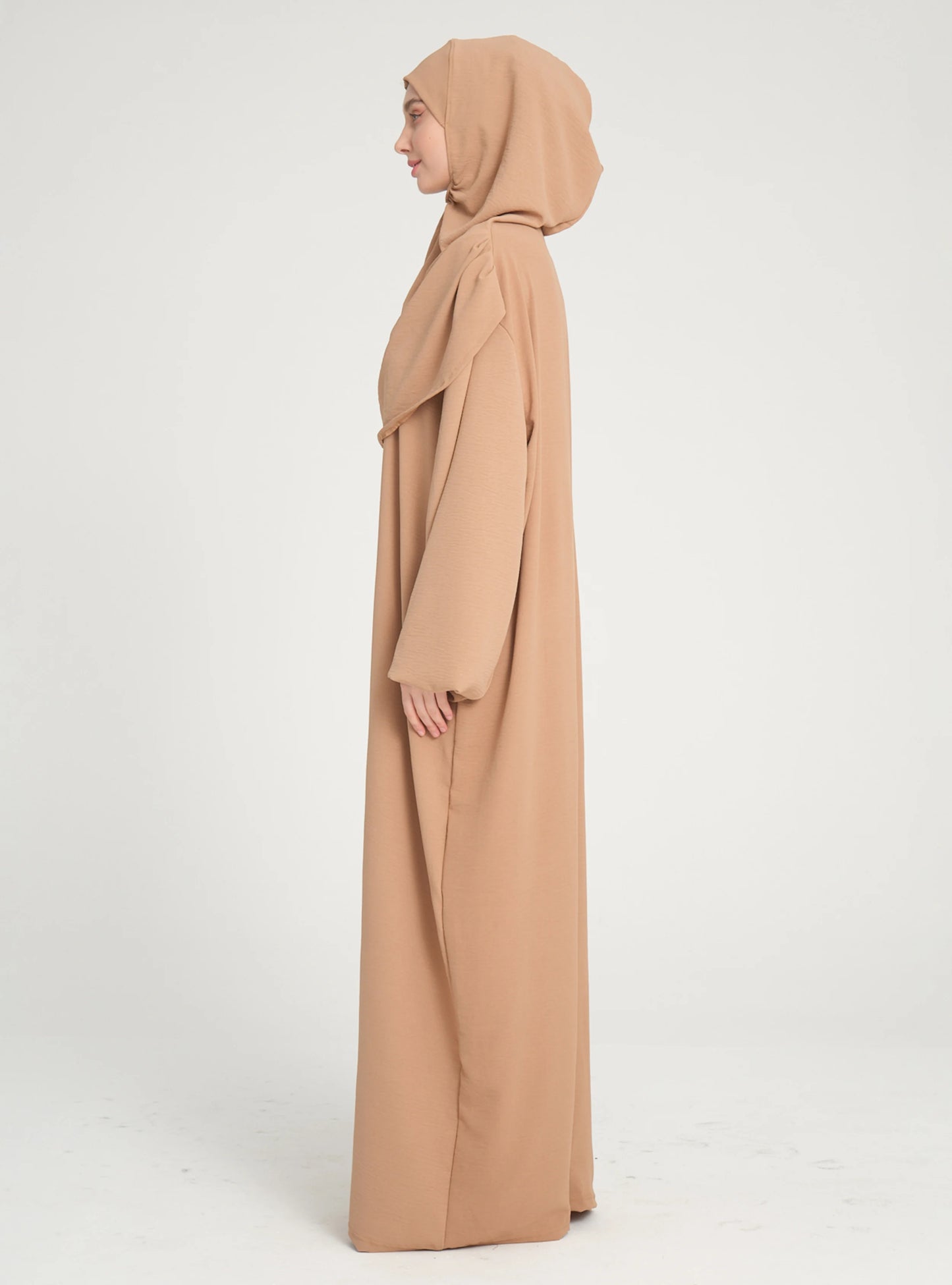 Tenue de prière une pièce avec hijab intégré – Tissu Aerobin